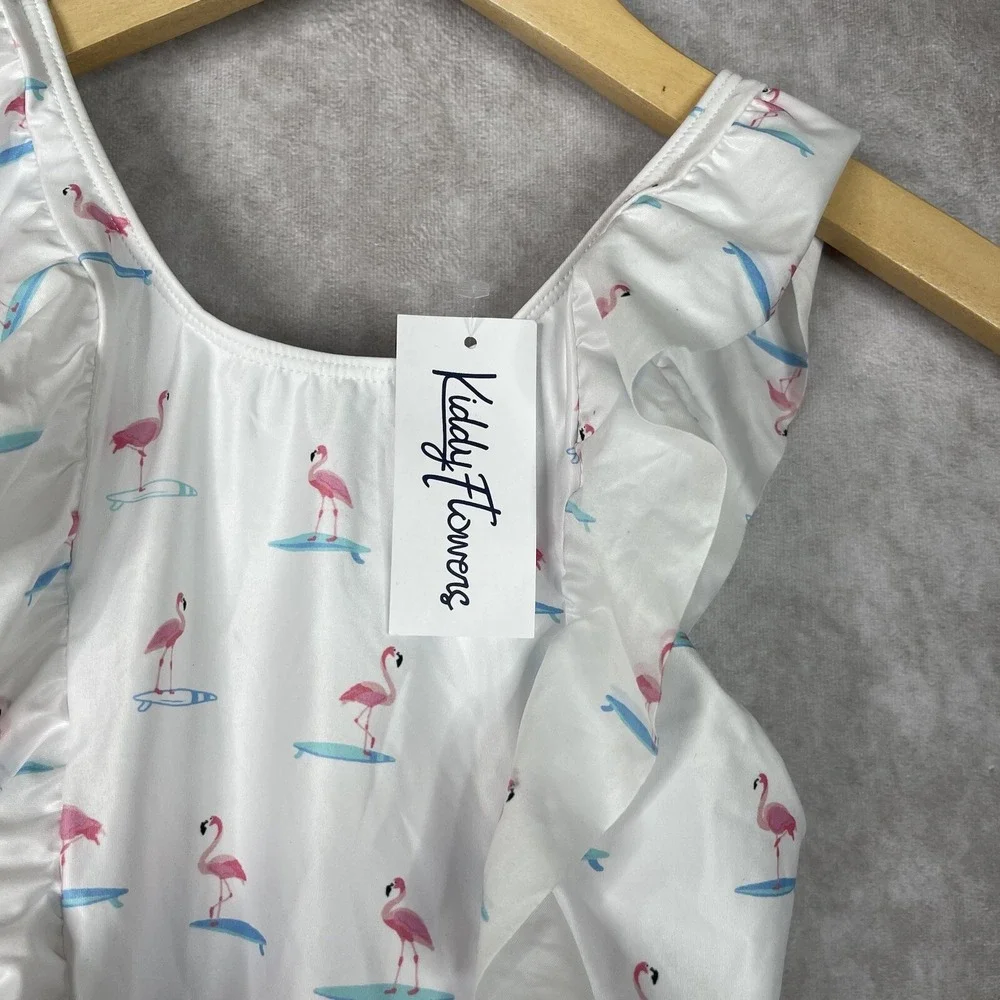 Kenny Flowers The Surfing Flamingos Girls One Piece UPF 50+ Size 12 NWT